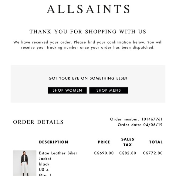 All Saints Leather Jacket - Picture 6 of 6